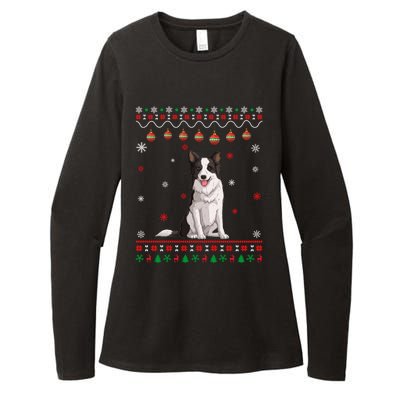 Border Collie Dog Ugly Xmas Design Matching Ugly Christmas Gift Womens CVC Long Sleeve Shirt