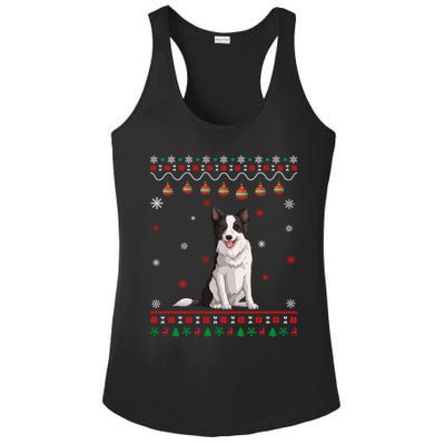 Border Collie Dog Ugly Xmas Design Matching Ugly Christmas Gift Ladies PosiCharge Competitor Racerback Tank