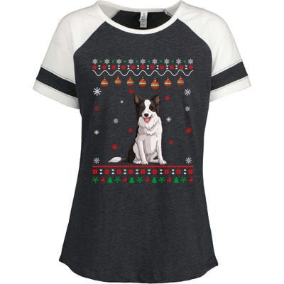 Border Collie Dog Ugly Xmas Design Matching Ugly Christmas Gift Enza Ladies Jersey Colorblock Tee