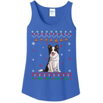 Border Collie Dog Ugly Xmas Design Matching Ugly Christmas Gift Ladies Essential Tank