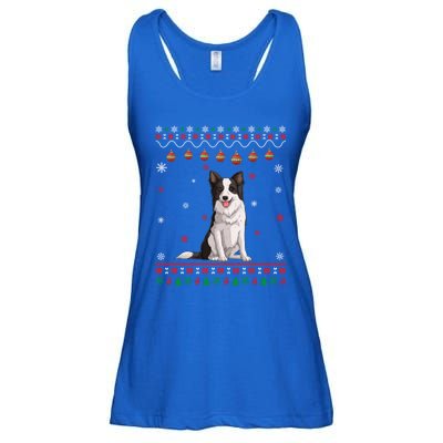 Border Collie Dog Ugly Xmas Design Matching Ugly Christmas Gift Ladies Essential Flowy Tank