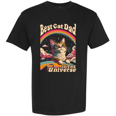 Best Cat Dad In The Universe 60s 70s Hippie Aesthetic Garment-Dyed Heavyweight T-Shirt