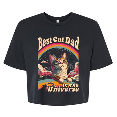 Best Cat Dad In The Universe 60s 70s Hippie Aesthetic Bella+Canvas Jersey Crop Tee