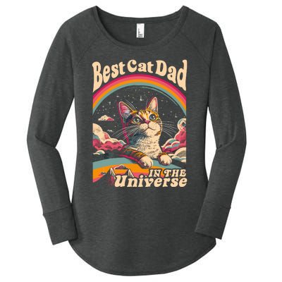 Best Cat Dad In The Universe 60s 70s Hippie Aesthetic Women's Perfect Tri Tunic Long Sleeve Shirt