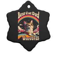 Best Cat Dad In The Universe 60s 70s Hippie Aesthetic Ceramic Star Ornament