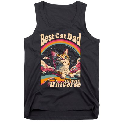 Best Cat Dad In The Universe 60s 70s Hippie Aesthetic Tank Top