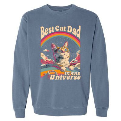 Best Cat Dad In The Universe 60s 70s Hippie Aesthetic Garment-Dyed Sweatshirt