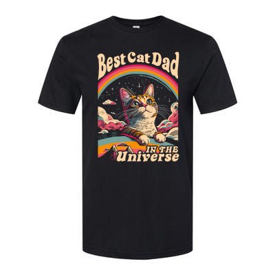 Best Cat Dad In The Universe 60s 70s Hippie Aesthetic Softstyle® CVC T-Shirt