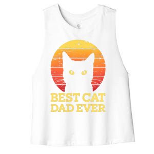 Best Cat Dad Ever Cat Daddy Cat Lover Cat Father Gift Women's Racerback Cropped Tank