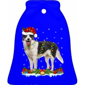 Border Collie Dog Xmas Lights Santa Border Collie Christmas Gift Ceramic Bell Ornament