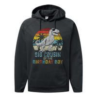 Big Cousin Dinosaur Of The Birthday Matching Family Performance Fleece Hoodie