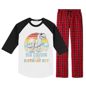 Big Cousin Dinosaur Of The Birthday Matching Family Raglan Sleeve Pajama Set