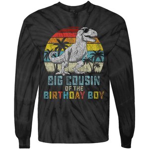 Big Cousin Dinosaur Of The Birthday Matching Family Tie-Dye Long Sleeve Shirt