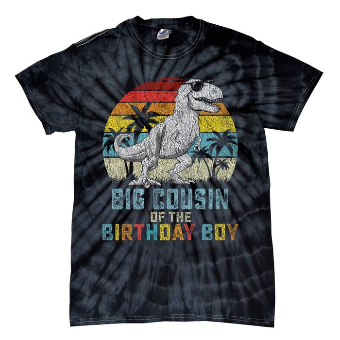 Big Cousin Dinosaur Of The Birthday Matching Family Tie-Dye T-Shirt