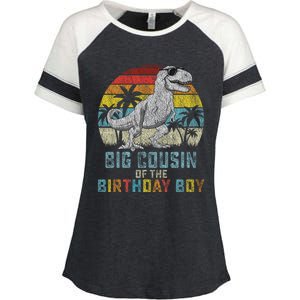 Big Cousin Dinosaur Of The Birthday Matching Family Enza Ladies Jersey Colorblock Tee