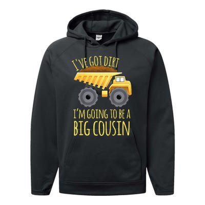 Big Cousin Digger Construction Design For Pregnancy Reveal Performance Fleece Hoodie