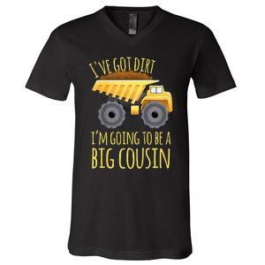 Big Cousin Digger Construction Design For Pregnancy Reveal V-Neck T-Shirt