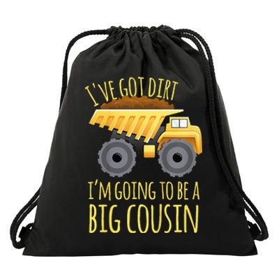 Big Cousin Digger Construction Design For Pregnancy Reveal Drawstring Bag