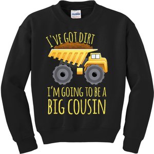 Big Cousin Digger Construction Design For Pregnancy Reveal Kids Sweatshirt