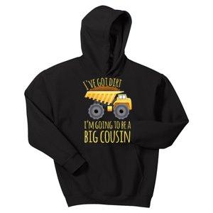 Big Cousin Digger Construction Design For Pregnancy Reveal Kids Hoodie