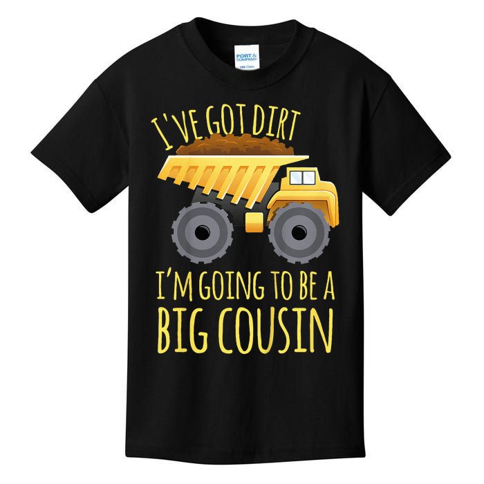 Big Cousin Digger Construction Design For Pregnancy Reveal Kids T-Shirt