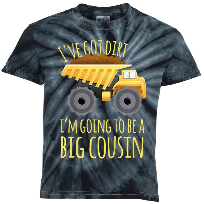 Big Cousin Digger Construction Design For Pregnancy Reveal Kids Tie-Dye T-Shirt