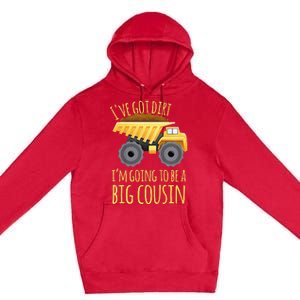 Big Cousin Digger Construction Design For Pregnancy Reveal Premium Pullover Hoodie