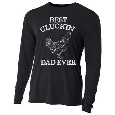 Best Cluckin' Dad Ever Funny Father's Day Chicken Farm Cooling Performance Long Sleeve Crew