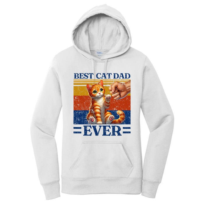 Best Cat Dad Ever Vintage Best Tabby Cat Dad Orange Tabby Women's Pullover Hoodie