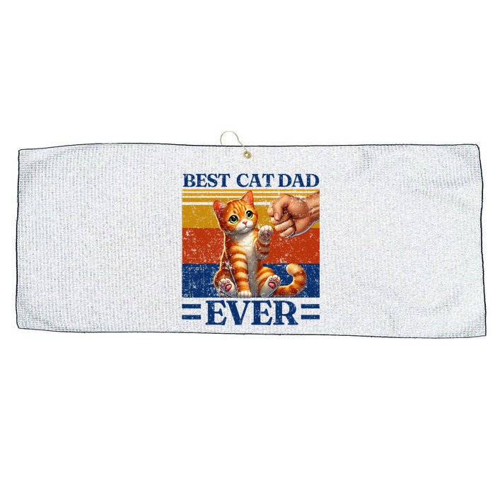 Best Cat Dad Ever Vintage Best Tabby Cat Dad Orange Tabby Large Microfiber Waffle Golf Towel