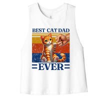 Best Cat Dad Ever Vintage Best Tabby Cat Dad Orange Tabby Women's Racerback Cropped Tank