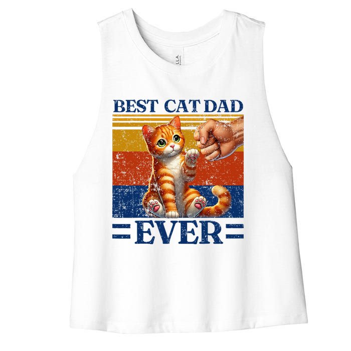 Best Cat Dad Ever Vintage Best Tabby Cat Dad Orange Tabby Women's Racerback Cropped Tank