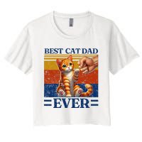 Best Cat Dad Ever Vintage Best Tabby Cat Dad Orange Tabby Women's Crop Top Tee