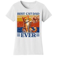 Best Cat Dad Ever Vintage Best Tabby Cat Dad Orange Tabby Women's T-Shirt