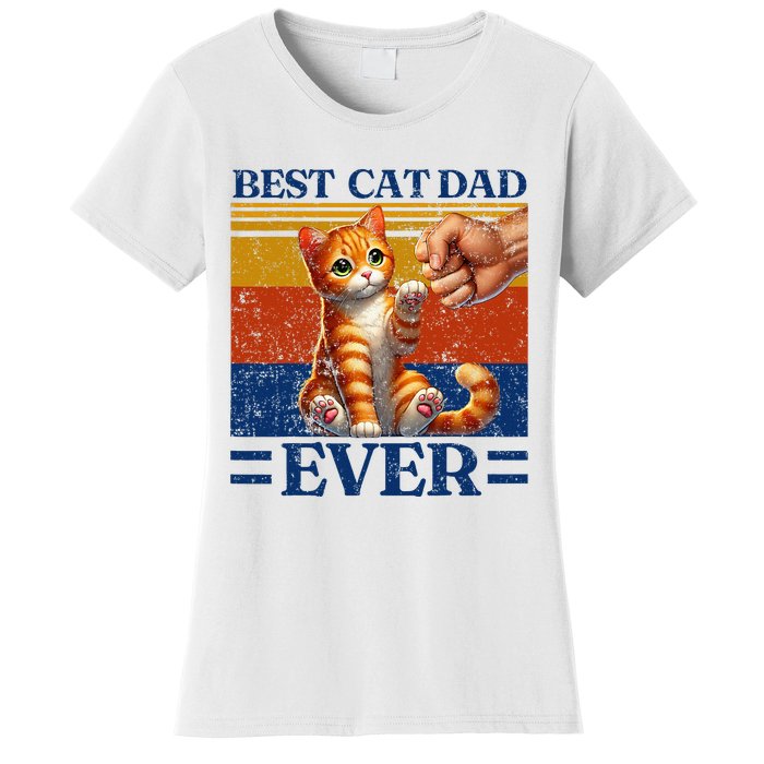 Best Cat Dad Ever Vintage Best Tabby Cat Dad Orange Tabby Women's T-Shirt