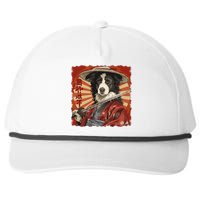 Border Collie Dog Japanese Art Samurai Ukiyo.E Vintage Snapback Five-Panel Rope Hat