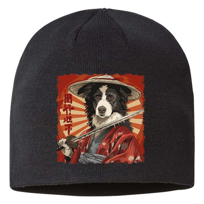 Border Collie Dog Japanese Art Samurai Ukiyo.E Vintage Sustainable Beanie