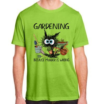 Black Cat Do Gardening Because Murder Is Wrong (1) Adult ChromaSoft Performance T-Shirt