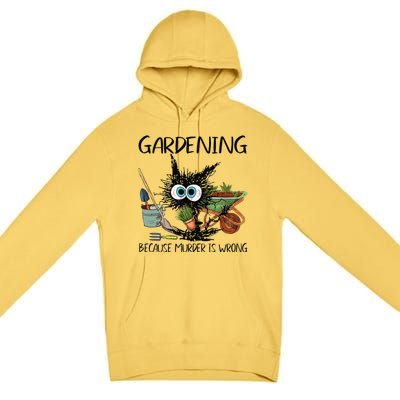 Black Cat Do Gardening Because Murder Is Wrong (1) Premium Pullover Hoodie