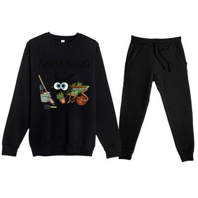 Black Cat Do Gardening Because Murder Is Wrong (1) Premium Crewneck Sweatsuit Set