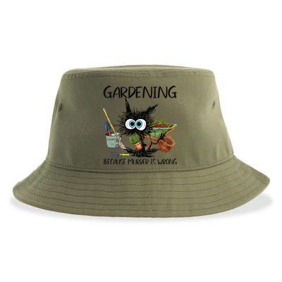 Black Cat Do Gardening Because Murder Is Wrong (1) Sustainable Bucket Hat