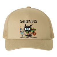 Black Cat Do Gardening Because Murder Is Wrong (1) Yupoong Adult 5-Panel Trucker Hat