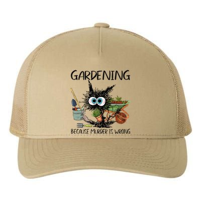 Black Cat Do Gardening Because Murder Is Wrong (1) Yupoong Adult 5-Panel Trucker Hat