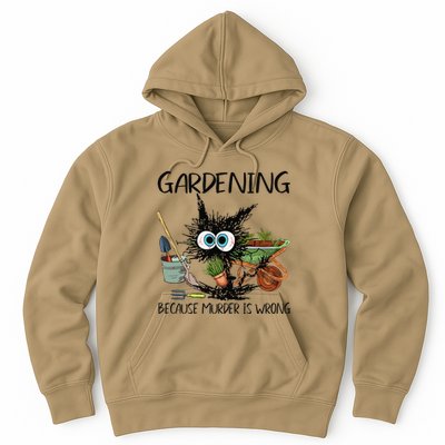 Black Cat Do Gardening Because Murder Is Wrong (1) Hoodie