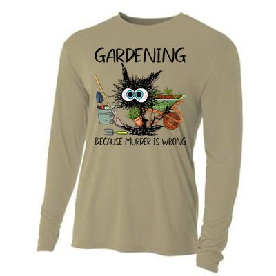 Black Cat Do Gardening Because Murder Is Wrong (1) Cooling Performance Long Sleeve Crew