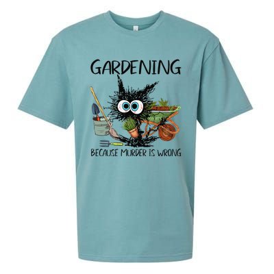 Black Cat Do Gardening Because Murder Is Wrong (1) Sueded Cloud Jersey T-Shirt