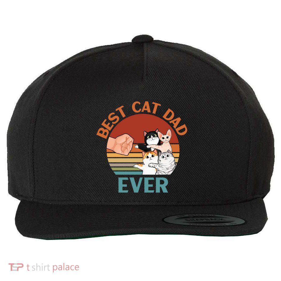 Best Cat Dad Ever Fist Bump Daddy With Four Cats Cute Funny Gift Wool Snapback Cap