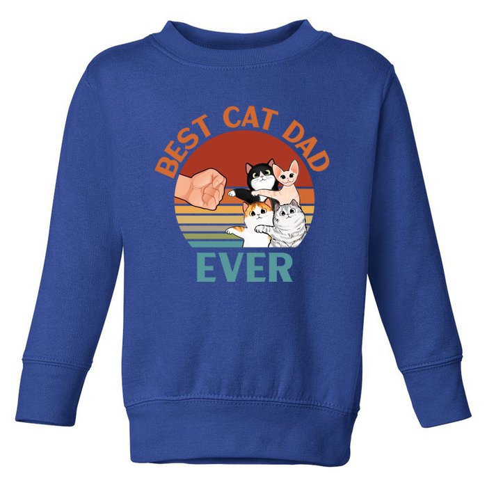 Best Cat Dad Ever Fist Bump Daddy With Four Cats Cute Funny Gift Toddler Sweatshirt