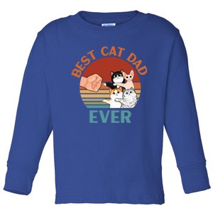 Best Cat Dad Ever Fist Bump Daddy With Four Cats Cute Funny Gift Toddler Long Sleeve Shirt