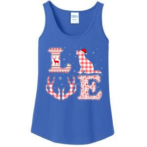 Border Collie Dog Xmas Red Plaid Reindeer Ugly Christmas Gift Ladies Essential Tank